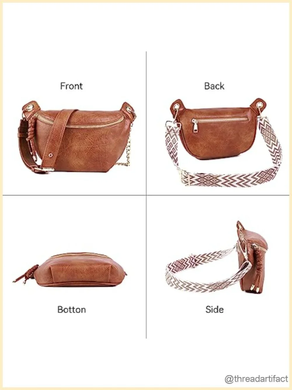 Fanny Packs Waist Bag with 2 Adjustable Strap, Faux Leather Crossbody Chest